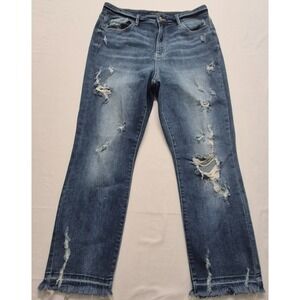 Judy Blue Denim Blue jeans Women's 13/31 Straight Fit Distressed Stretch Cotton